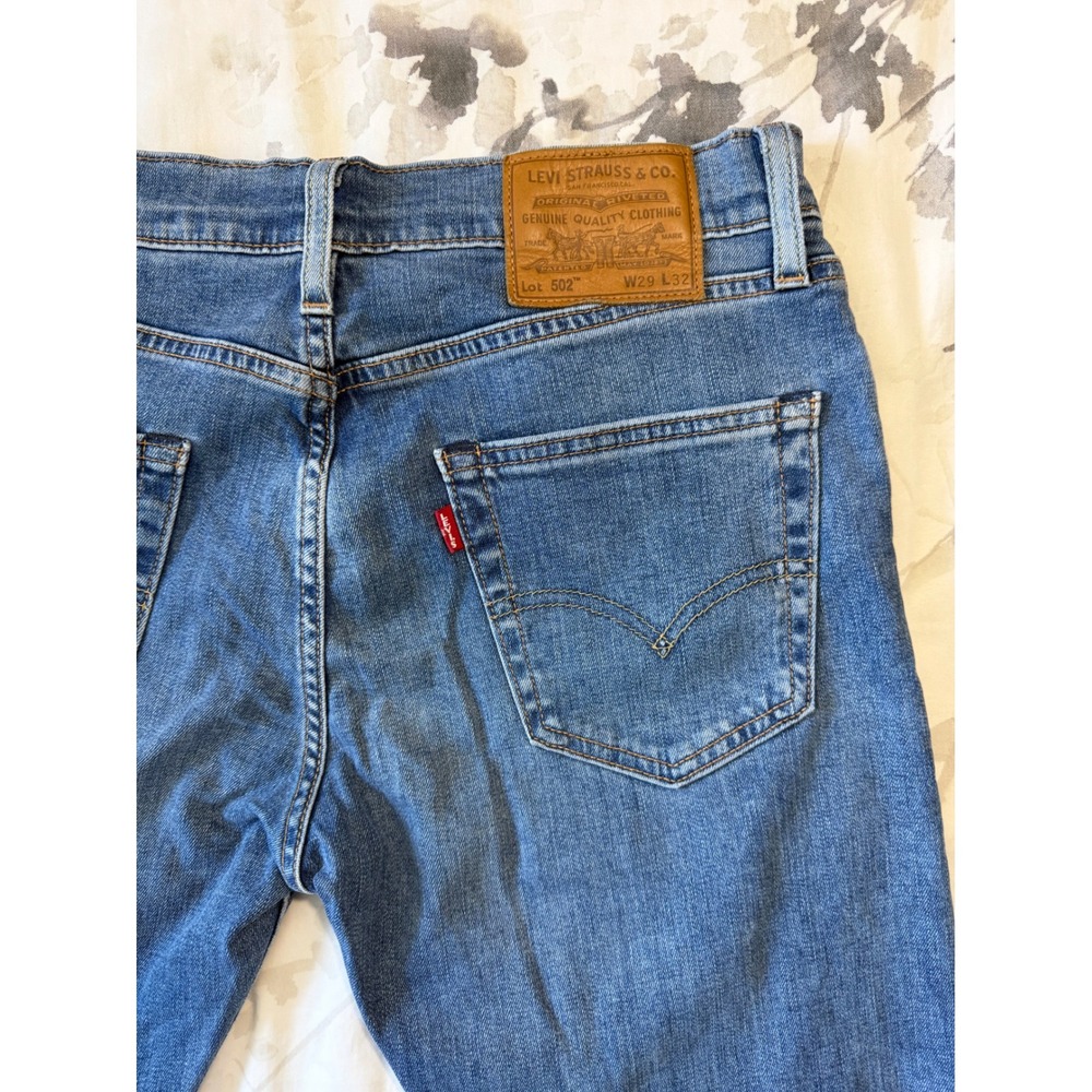 Levis Lot 502 Regular Taper Mens Blue Denim Jeans 29x32 Premium Performance